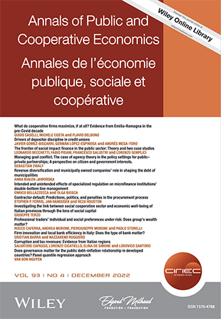 Annals of Public and Cooperative Economics, Volume 93, Issue 4