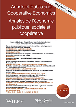 Annales de l’économie publique, sociale et coopérative, Volume 93 – Numéro 2, Numéro spécial sur les défis de la mesure d’impact pour l’économie sociale