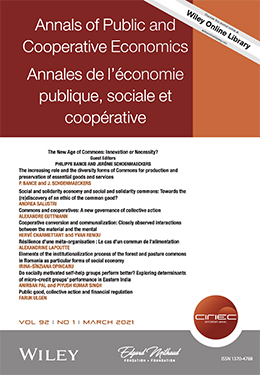 Número especial de acceso libre de la revista ‘Annals of Public and Cooperative Economics’ sobre cómo contribuyen los bienes comunes a garantizar el acceso a los bienes y servicios públicos 