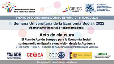 134 actividades, en 36 universidades, componen la 3ª Semana Universitaria de la Economía Social, los días 21 a 31 de marzo