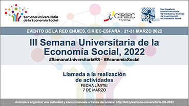 The ENUIES Network, of CIRIEC-Spain, calls for participation in the 3rd University Week of the Social Economy
